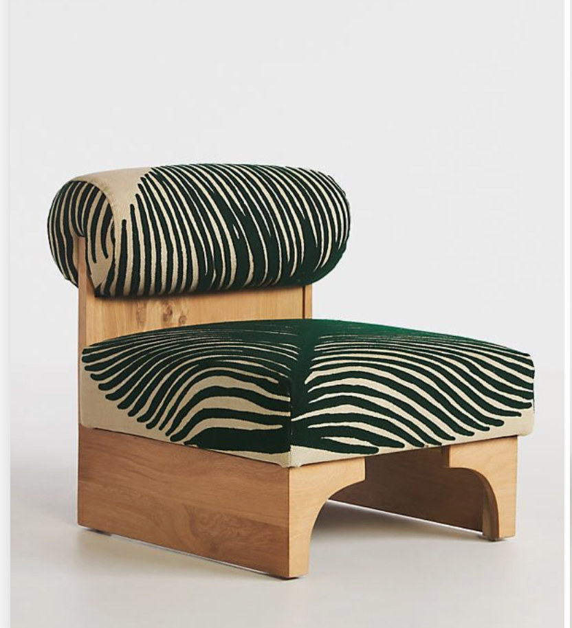 Pamela Woven Cotton-Upholstered Chaise Lounge Accent Chair by Anthropologie, Women's