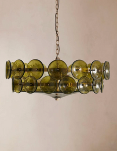 Soho Home Lorenzo Chandelier Light, Green | Antique Brass